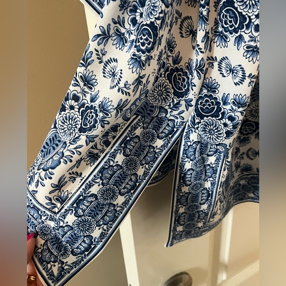 New! Max Studio Designer Blue & White Printed Kimono Cardigan size 2X - Picture 8 of 16